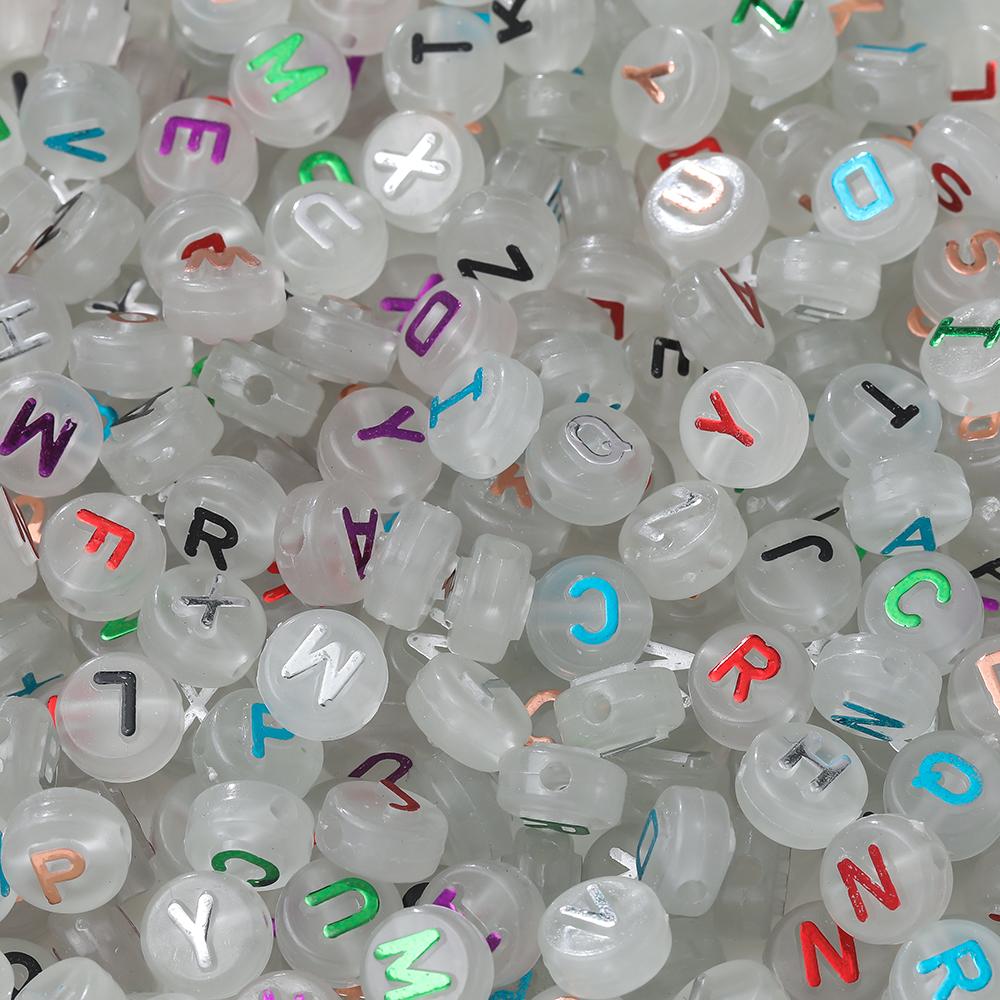 30pcs 6*10mm Mixed Acrylic Letter Beads Round Spacer Loose Beads for DIY Necklace Bracelet Earring Jewelry Making Accessories