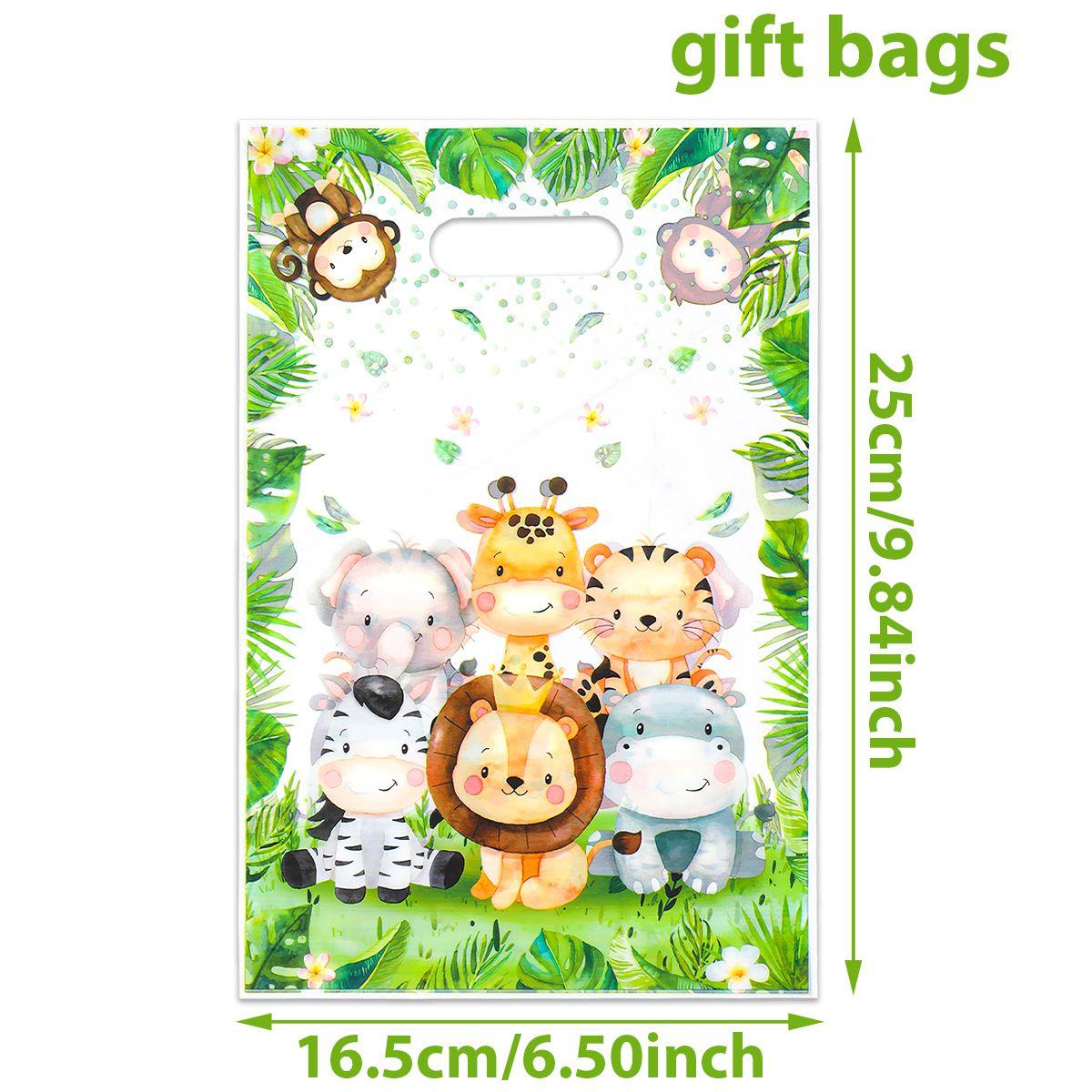 

Jungle Animal Hand Packaging Bag Wild One Birthday Party Decorations Kids Favors Gift Jungle Safari Handbag Baby Shower Supplies 10pcs