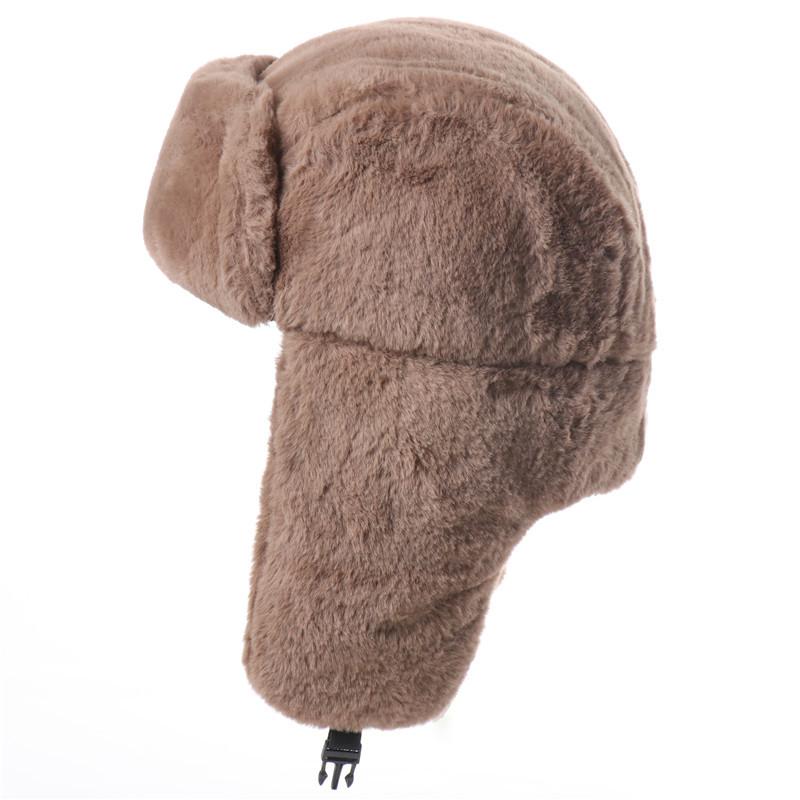 

Мужская и женская уличная шапка из искусственного кроличьего меха, защита ушей, русская теплая шапка из искусственного меха, ветрозащитная шапка для Северо-Востока average size