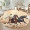 Horse Round Area Rug Suitable for Kitchen Dining Room Outdoor Living Rooms Anti-slip Round Rug Anime Office Decor Perfect Birthday Christmas Gift Idea