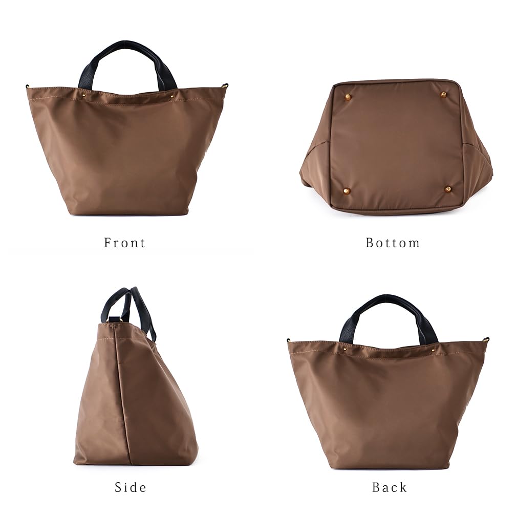 Nylonová taška tote s rukojetí z pravé kůže pro dojíždění taška [Gratante] 2-way Dámská, abb-g0001 (Černá)