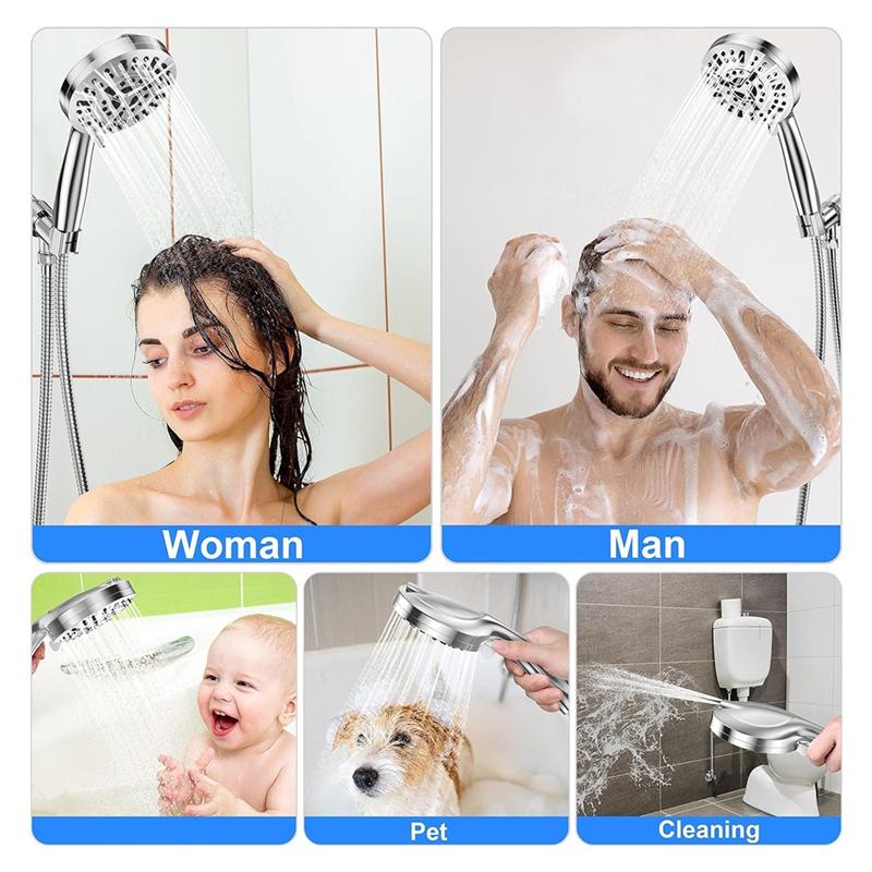 A25F-10-Mode Handheld Shower Head Set With High Pressure, 59" Stainless Steel Hose And Adjustable Brass Bracket Included