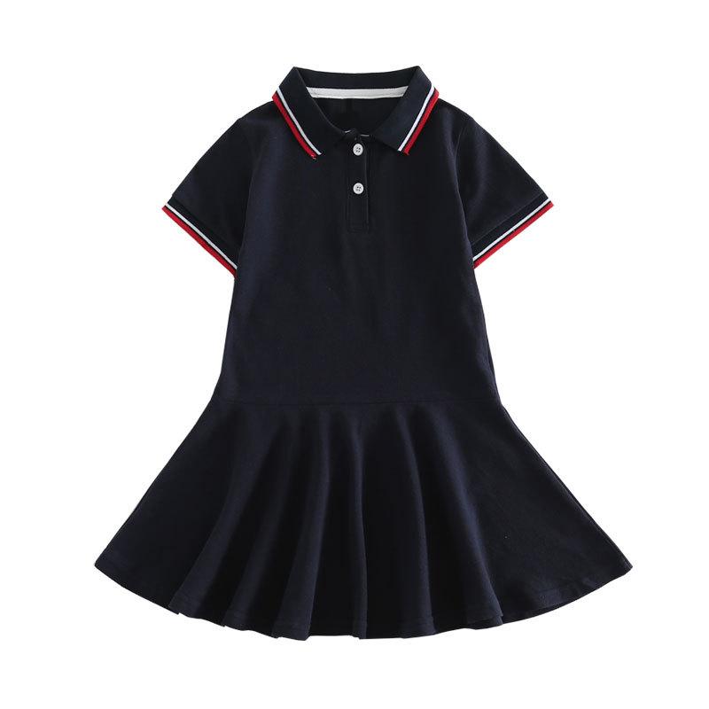 Kids Girls Sport Dresses Turn-Down Collar Spring Summer Short Sleeve Cotton Clothing Tennis Golf Sportwear for Children