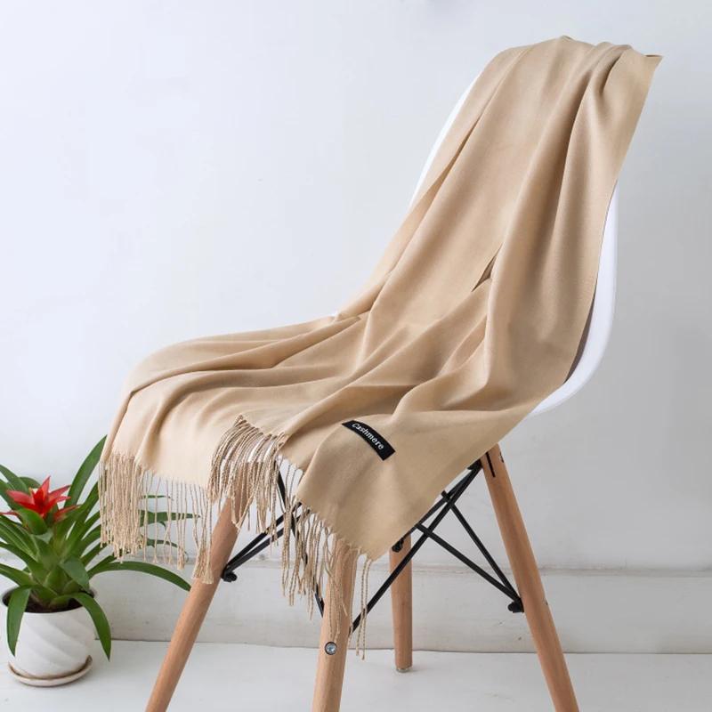 Desgine Brand Solid Women Cashmere Scarf Autumn Winter Warm Shawls Wraps 2025Men's Pashmina Tassels Scarves Female Foulard Mujer