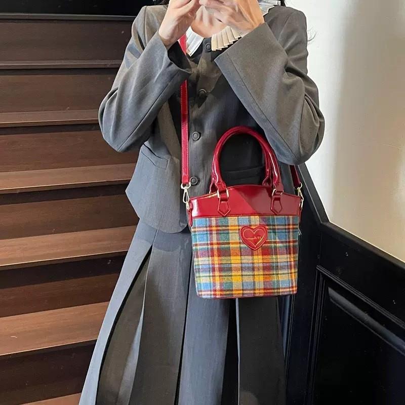 Splicing Fashion Checkered Pattern Women Casual Shoulder Bag For Daily Use