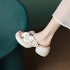 Fashion Sandals Kawaii Cute Woman Slippers Soft Shoes for Women Outside High Up To 5cm Heel Slides Leather Sabot Non Slip 2024 Luxury 39