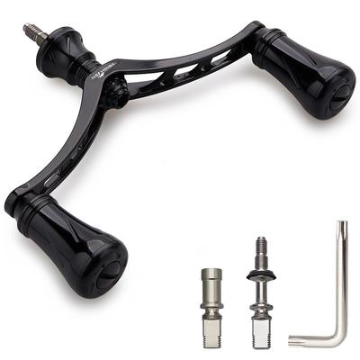 HEIGHTEN Reel Handle 98mm Black Compatible with Shimano Daiwa Spinning Reels Pillar Series 80mm 95mm 20mm Knob