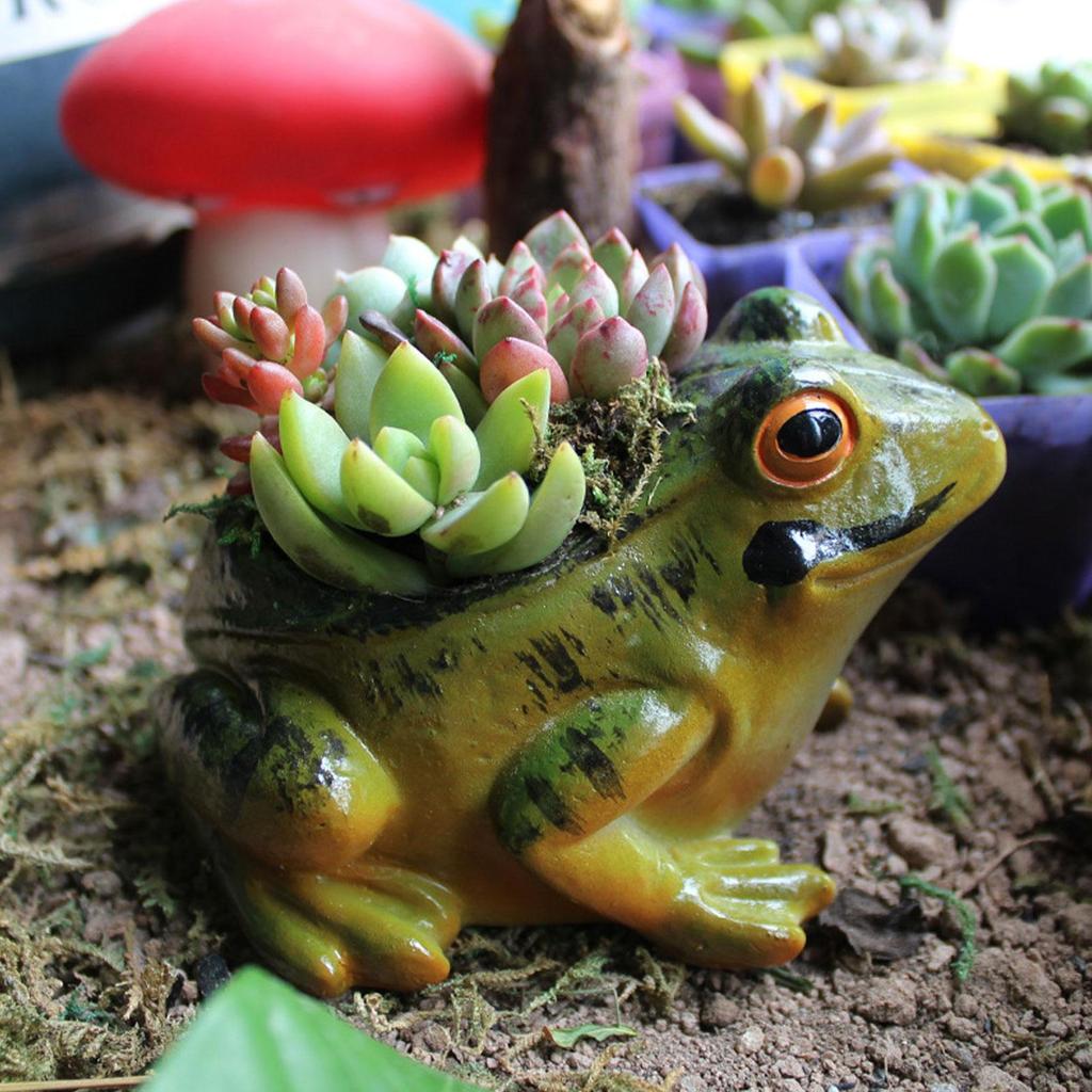 Resin Frog Planter Shaped Flower Pot Home Decoration Artwork Decorative Plant Creative