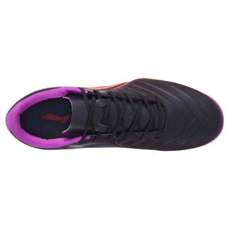 Li Ning TF Studded Comfortable Versatile Non-Slip Football Shoes Men Football Shoes Black Purple Red ASTT015-3