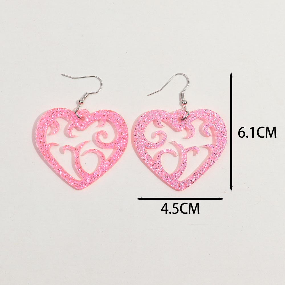 New Valentine's Day Heart Acrylic Earring for Women Girls Creative Glitter Love Vine Hollow Drop Earrings Fashion Jewelry Gifts