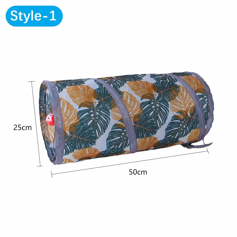 

Polyester+Steel Wire Cat Tunnel Tube Foldable Leaves Flowers Printing Cat Nest Breathable Training Interactive