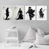 Abstract Japanese Samurai Ink Art Canvas Painting Figure Portrait Poster Prints Living Room Bedroom Black White Wall Art Pictures Modern Home Decor