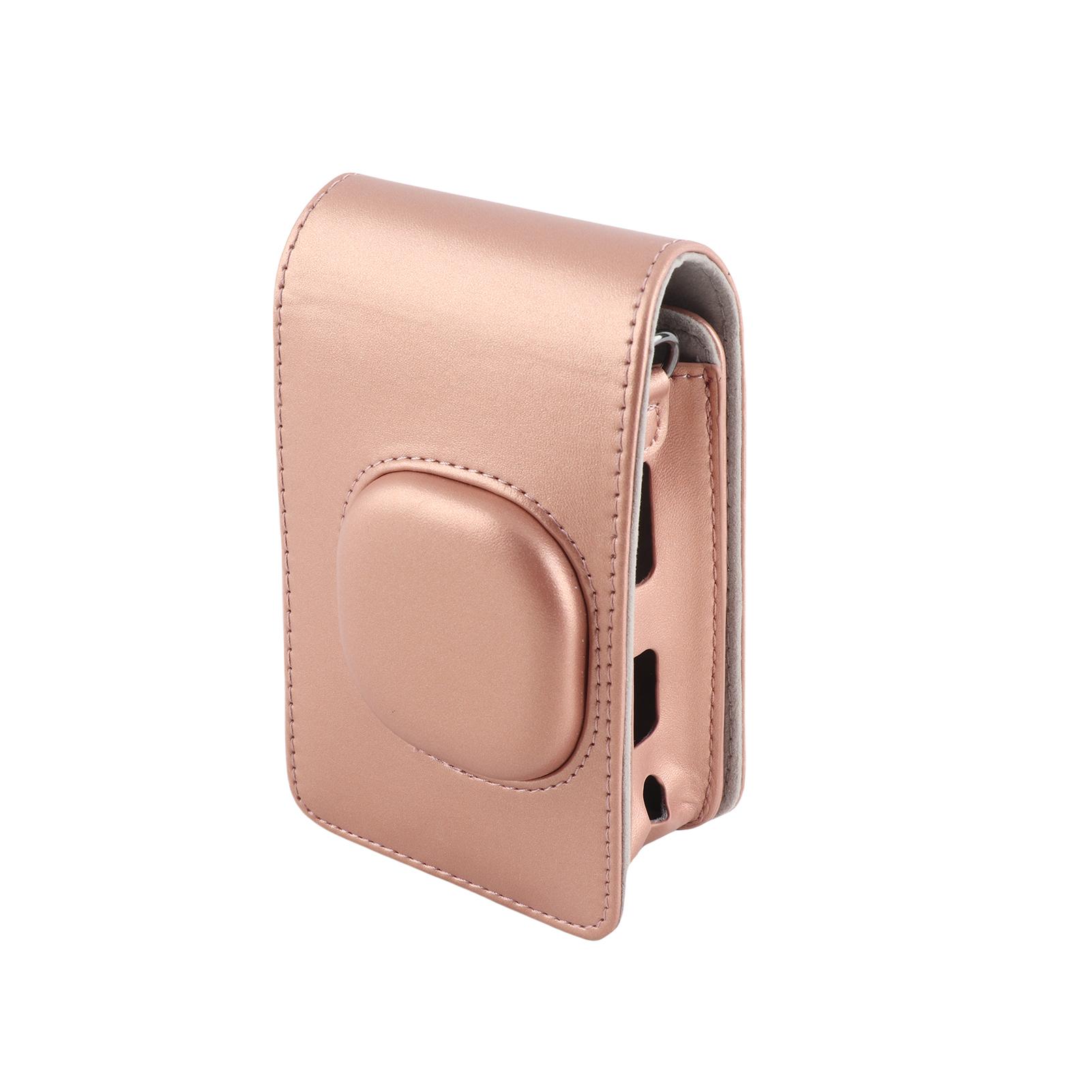 

Compact Size Instant Camera Case Bag PU Leather with Shoulder Strap Compatible with Fuji Mini LiPlay розового золота