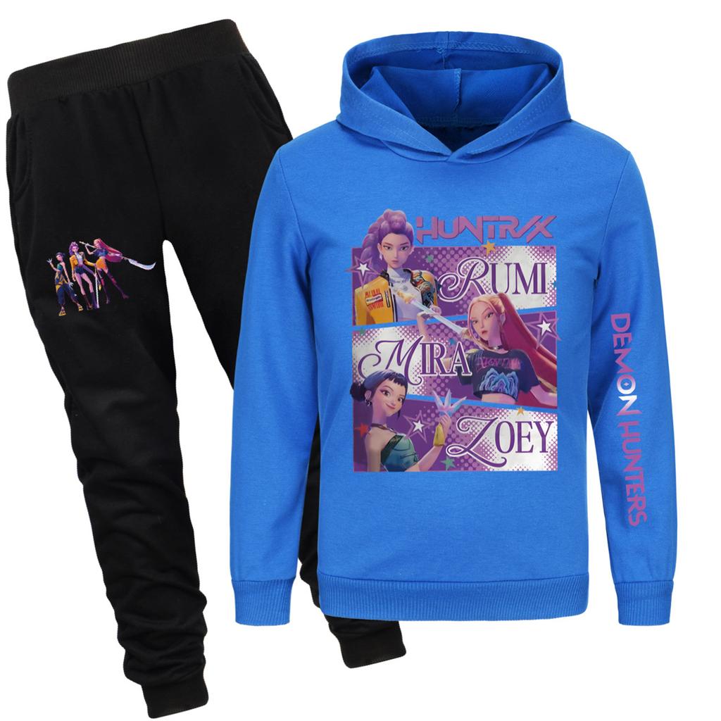 Children's Hooded Top And Pants Two-piece Tracksuit Set Long-sleeved Printed Sweatshirt Set