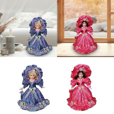 Miniature Porcelain People 40cm Dollhouse Lady with Dress for Girls Kids Doll House Decoration Home Ornament Birthday Gift