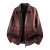 Locomotive men's leather jacket American retro pu leather hard loose street trend casual jacket leather jacket men