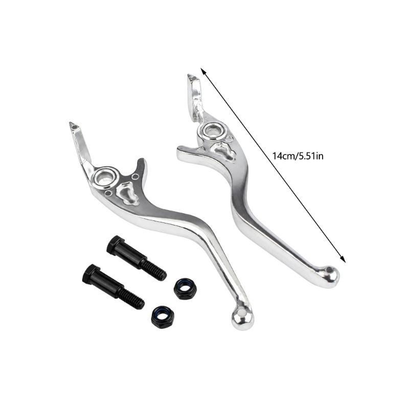 Motorcycle Brake Lever Replacement Set for IN10, Left and Right Metal Control Levers with Silver Finish for Worn or Damaged Parts