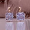 PATAYA Rose Gold Color Inlaid Artificial Zircon Square Sweet Girl Earrings