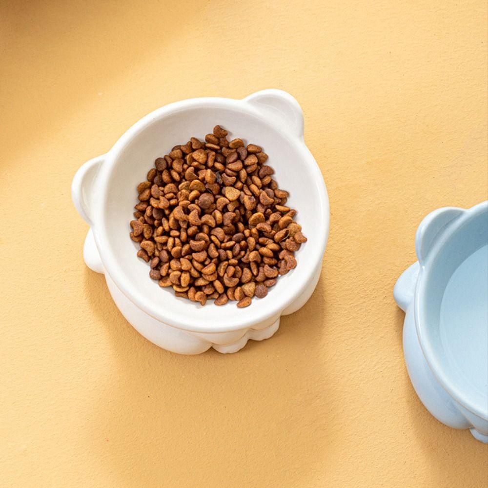 Cute Cat Bowl Ceramic Dog Food Feeding Basin Multi-use Pet Drinking Feeder  Water Container