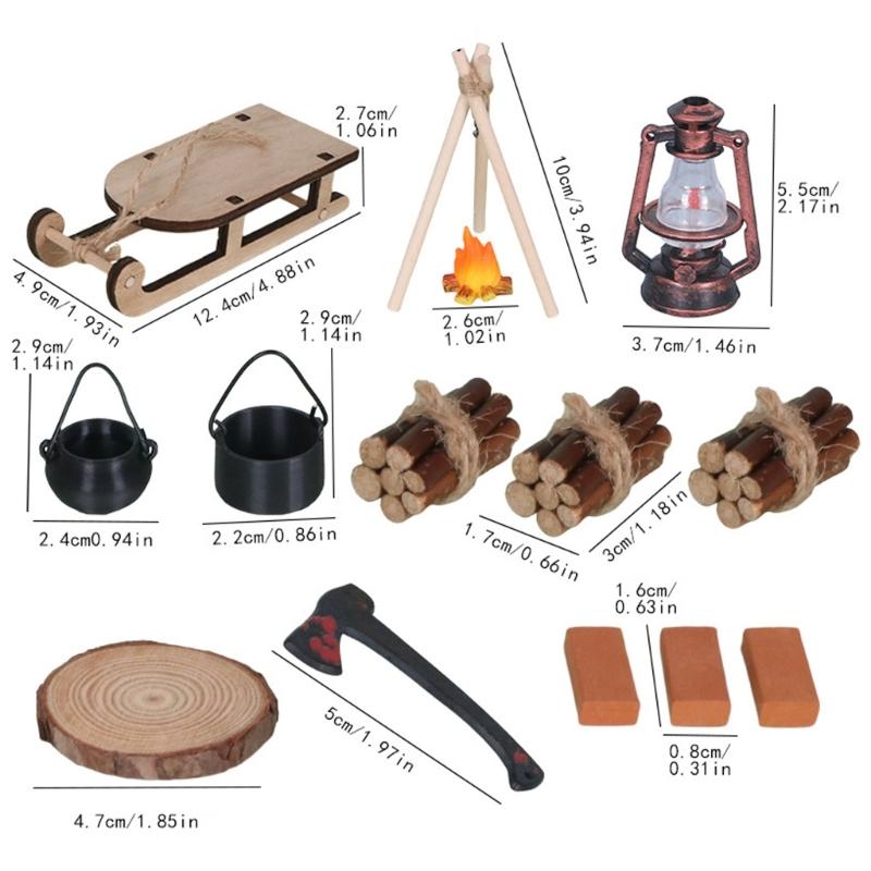 1/12 Scale Mini Firewood Stack Sleigh For DIY Camping Detailed Craft For Miniature Landscapes