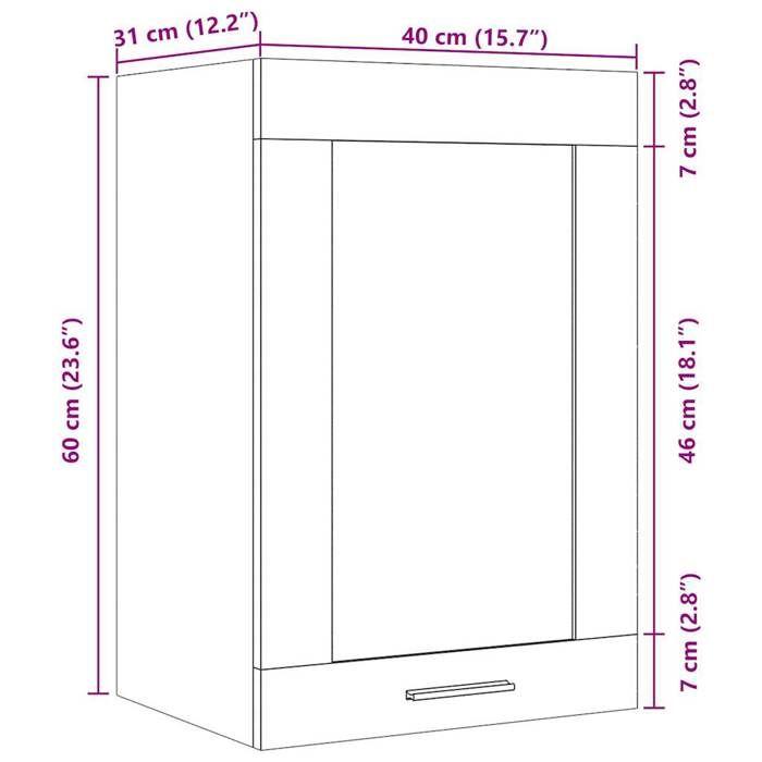 VidaXL Vitrine suspendue "Lyon" Chêne artisanal 40 x 31 x 60 cm Bois d'ingénierie 856099