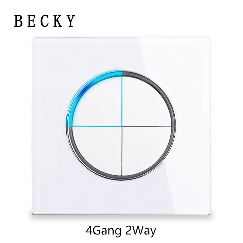 White Glass Panel Switch Button Surround Indicator Light EU UK Standard Circular Reset Switch Socket Office Home Villa Hotel