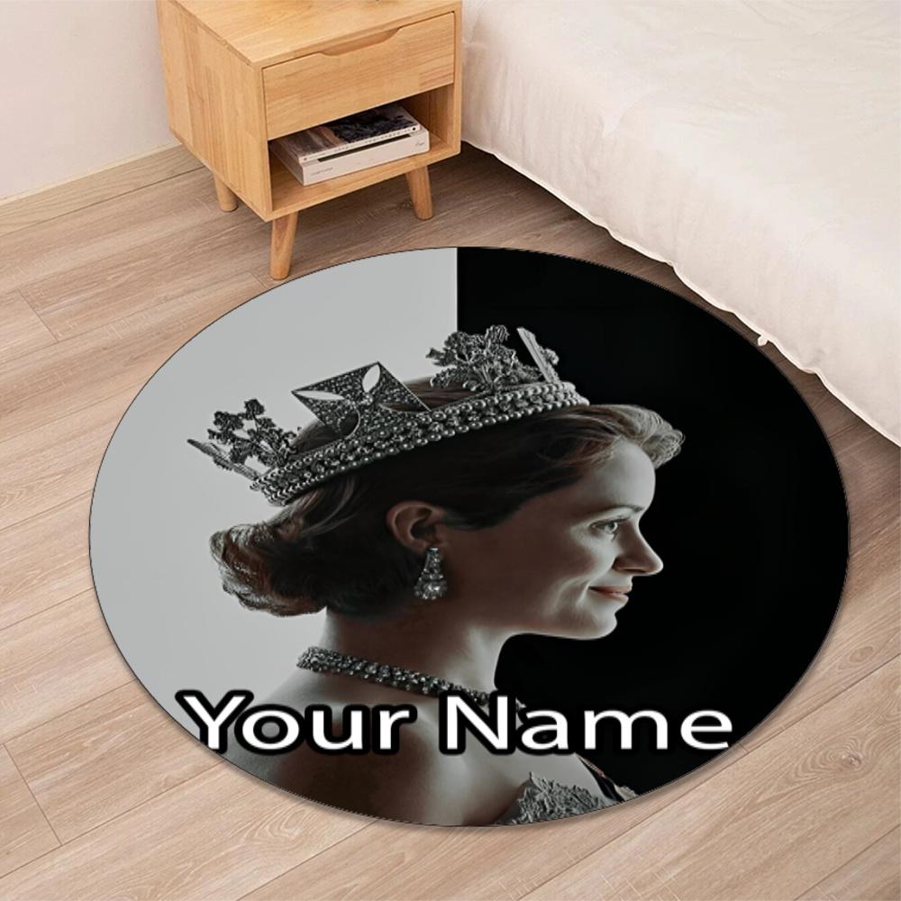 Custom Name The Crown Printed Round Rug Carpet Chair Rug Area Rug Entryway Doormats,for Office Chair Living Room Bedroom Kitchen Room.