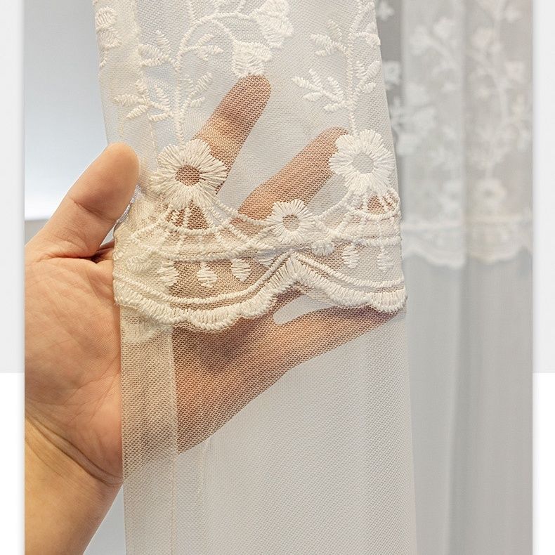

Красивая вышитая прозрачная занавеска, простая вышитая мелкая цветочная белая тонкая прозрачная занавеска для окна в европейском стиле 300*270CM
