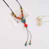 Ethnic style ceramic butterfly bell pendant necklace design sense new trendy long sweater chain