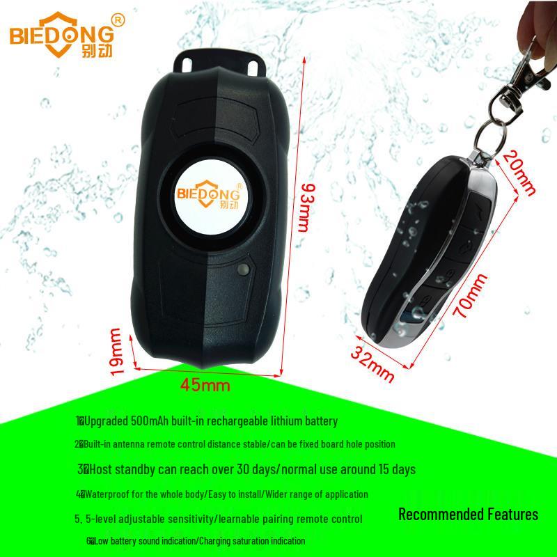 Waterproof Rechargeable Anti-Theft Vibration Alarm for Bikes and Motorcycles