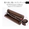 HANATORA Genuine Leather Long Wallet, Shrink Leather, Zippered, Slim, Card Case, Passbook Compartment, Bill Compartment, Simple Design, Dark