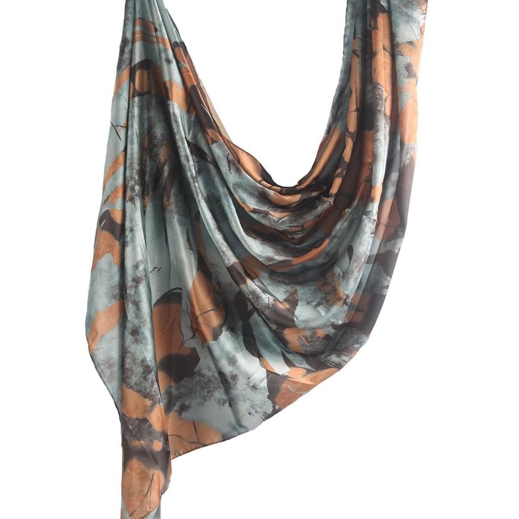 Silk Printed Marble Ethnic Headscarf and Shawl