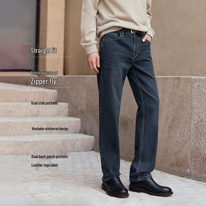 JACK&JONES Men's Loose Straight Washed Denim Jeans