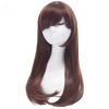QQXCAIW Game ROLECOS OW D.VA Cosplay Wig Over Game Watch Cosplay Hana Song DVA Wig Long Brown Women Synthetic Hair Wigs