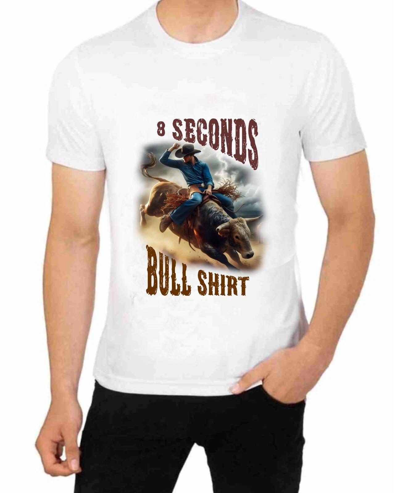 Rodeo Cowboy riding the bull 8 Second Bull Shirt T-Shirt Rodeo art prints S