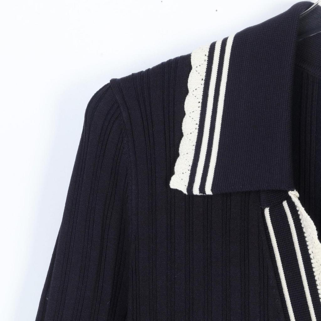 French S Autumn/Winter Polo Lapel Knitted A-Line Dress