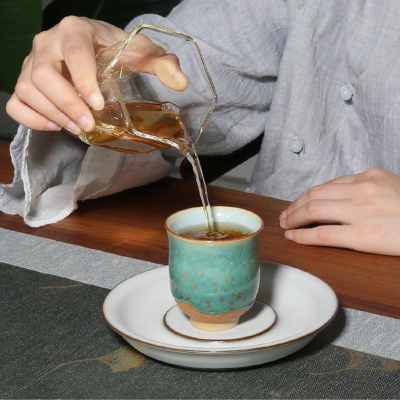 120ml Kiln Change Ceramic Tea Cup Relief Vintage Kung Fu Tea Set