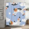 Whimsical Cat Pattern Shower Curtain For Home Decor Modern Blue And White Bathroom Accessories Perfect Gift Idea (200Cmx180Cm)
