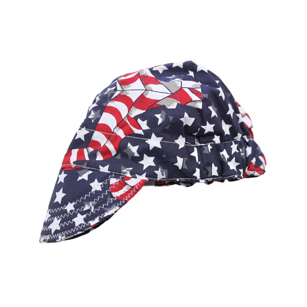 

Сварочная шапка из чистого хлопка с рисунком «звезды и полосы», регулируемая, впитывающая пот, дышащая, пылезащитная, для защиты труда 1