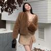Women's Brown Faux Fox Fur Coat - Winter Chic, Elegant, Thick Mink-Style Top