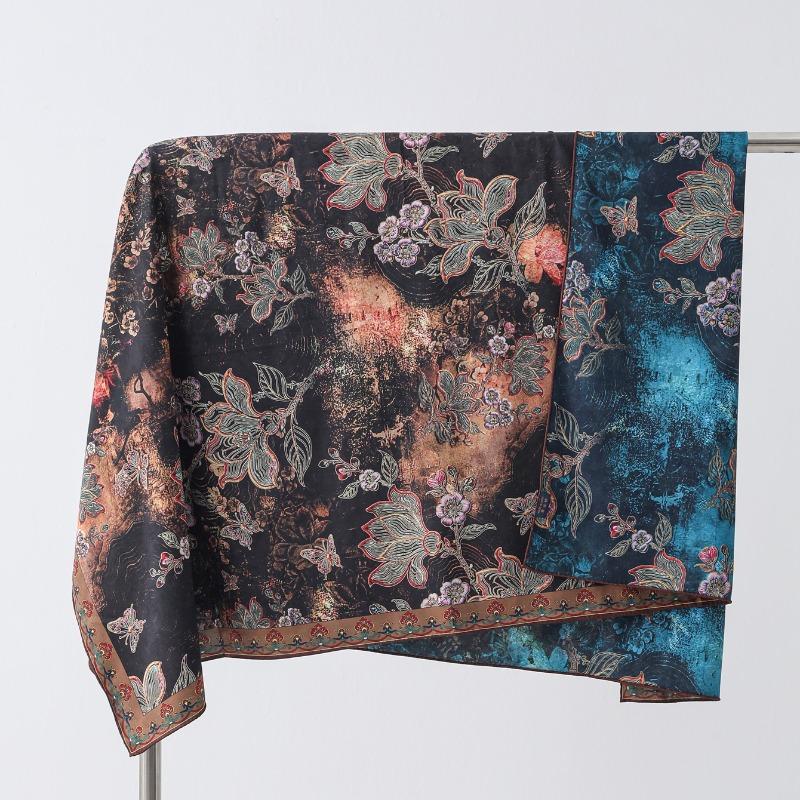 Chinese style fragrant cloud gauze square scarf silk scarf floralsprinting double-sided silk scarf shawl