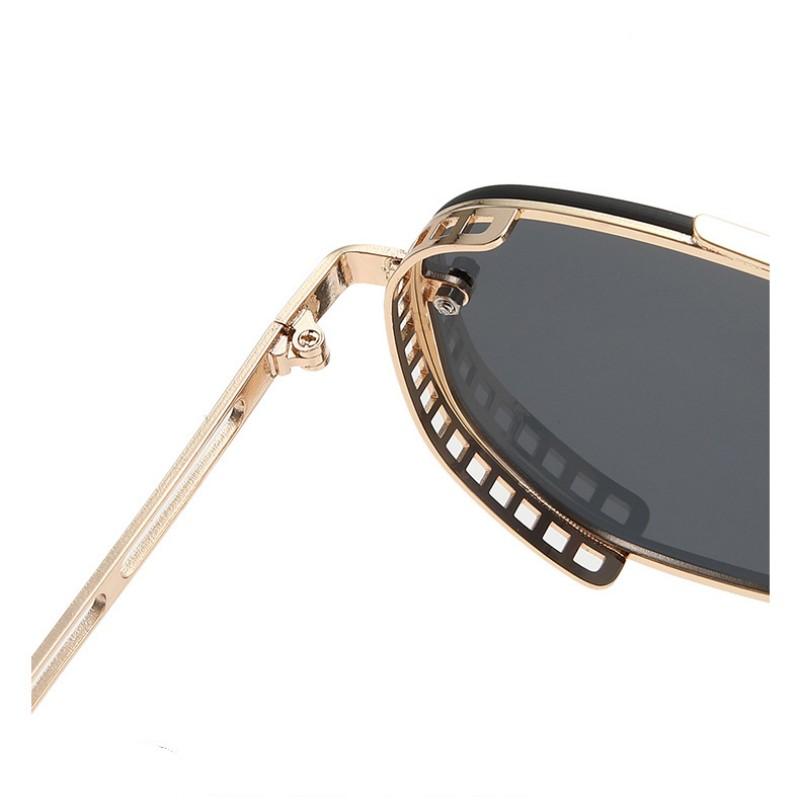 Retro Round Double Beam Sunglasses Metal Hollow Large Frame Sun Glasses For Men Women Shades Outdoor Driving Goggles Uv400