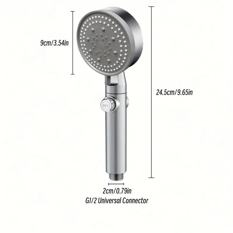 

Grey High Pressure 5 Modes Hand Held Shower Head Set Filter with On/Off Pause Universal Bathroom Accessories