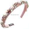 HX6F Delicate Beaded Embellished Hairband Headpiece Casual Headband Party Makeup Fashionable Hair Accessories for Women