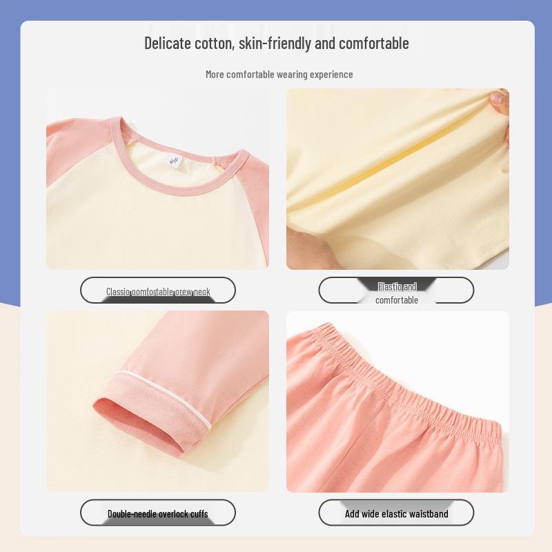 Dziewczęcy komplet piżamy z czystej bawełny z długim rękawem - Miękki, Wygodny i Antybakteryjny na Jesień i Wiosnę