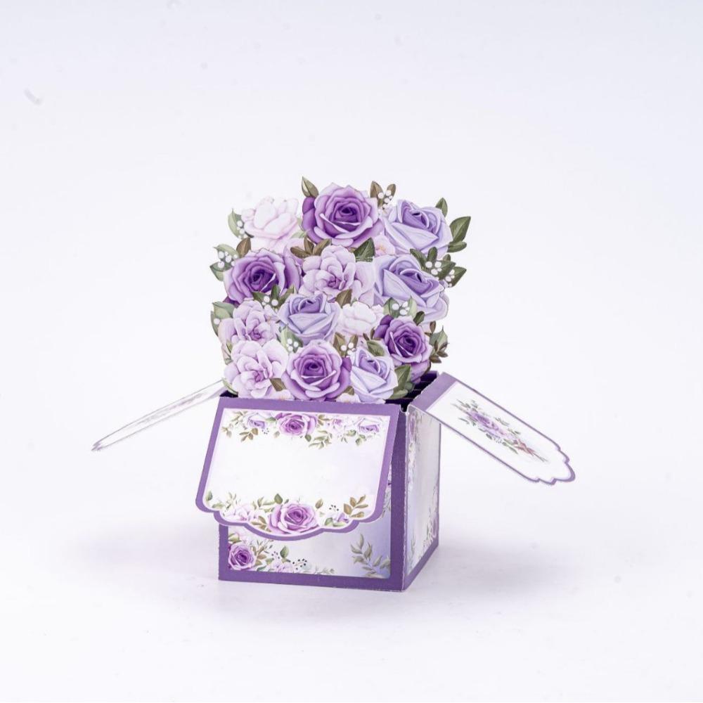 Buchet de hârtie 3D pop-up cu flori fluture Flori de hârtie Carte poștală Mamă Soție