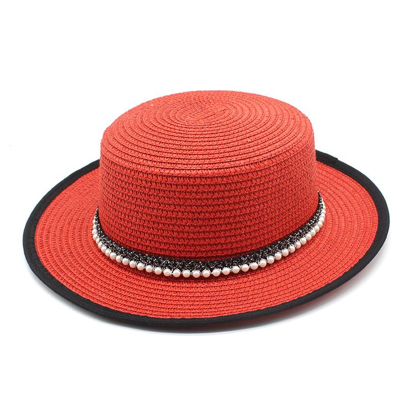 Straw Hat Women'S French Retro Small Fresh Hat British White Flat Top Top Hat Trendy Ins Summer