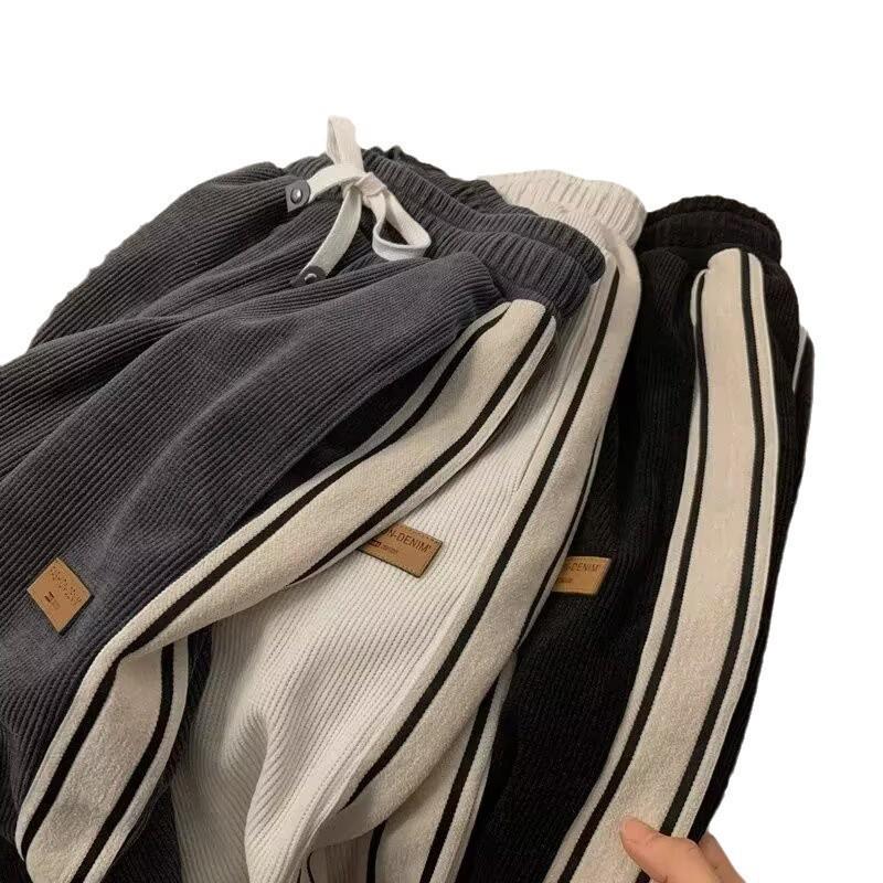 2025 Spring/Autumn Men's Corduroy Pants: Stylish, Loose, and Versatile Drape Straight Fit.