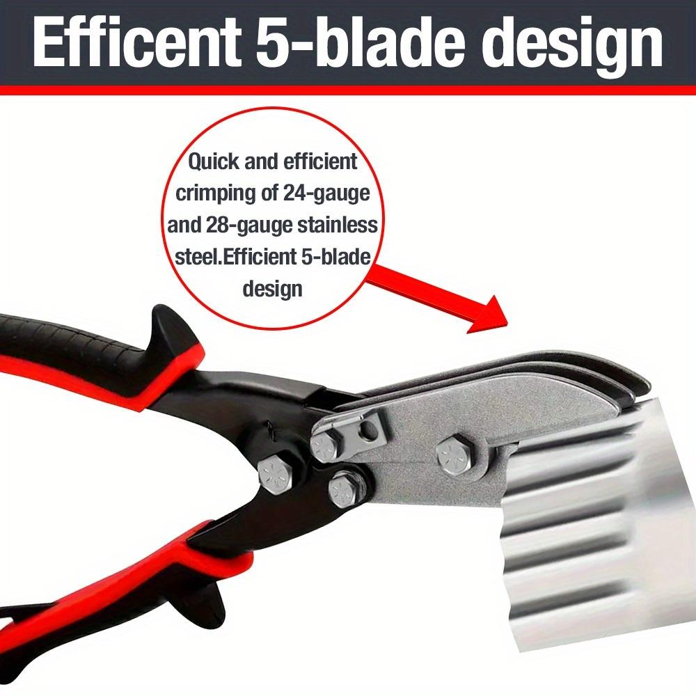 5 Blade Sheet Metal Crimper Tools-Hand Crimper Pipe Swaging 24-28 Gauge Prevents Clogging/Swelling for Downspouts/Ductworks/HVAC
