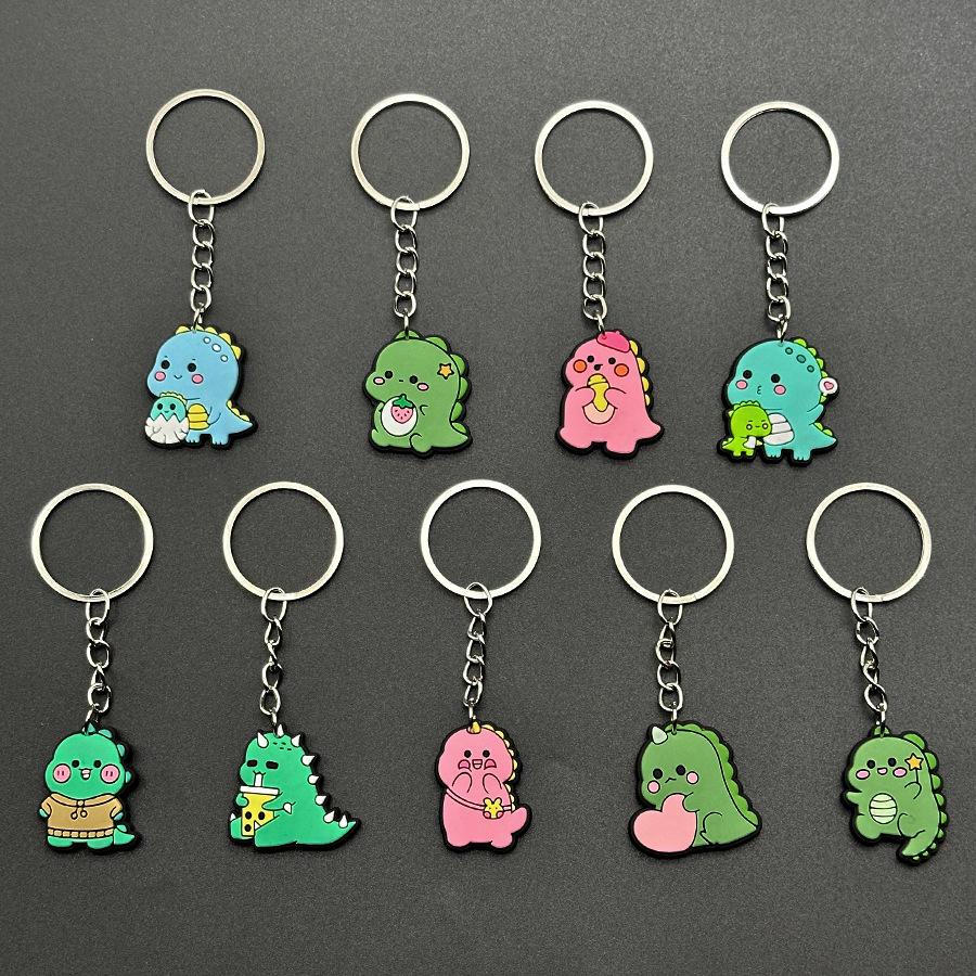 Creative PVC Dinosaur Keychain - Soft Rubber Bag Accessory & Car Pendant разноцветный